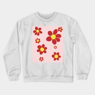 pattern flower pink red yellow 70s Crewneck Sweatshirt